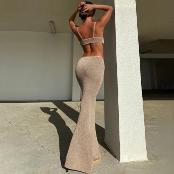 BOOFEENAA Vacation Knitted Maxi Dresses for Women Summer 